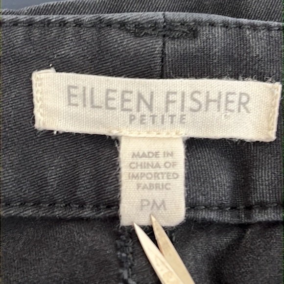 Eileen Fisher Women's Petite M Gray Contrast Stripe Organic Cotton Ankle Pant - Picture 9 of 12